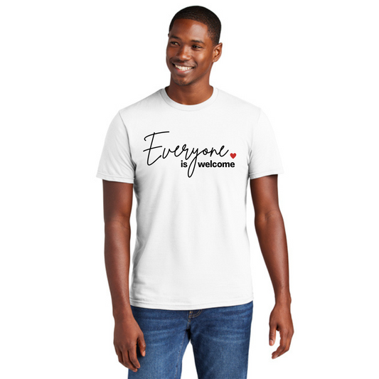 BACK 2 SCHOOL - ADULT Short Sleeve Shirt (WHITE) - "SIMPLE - EVERYONE IS WELCOME" LOGO