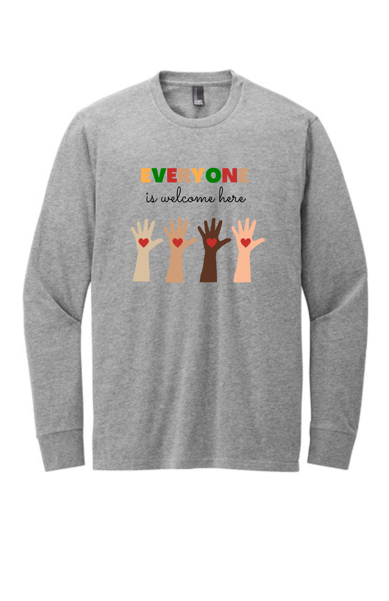 ADULT Long Sleeve Shirt (GREY FROST) - Everyone Is Welcome Here