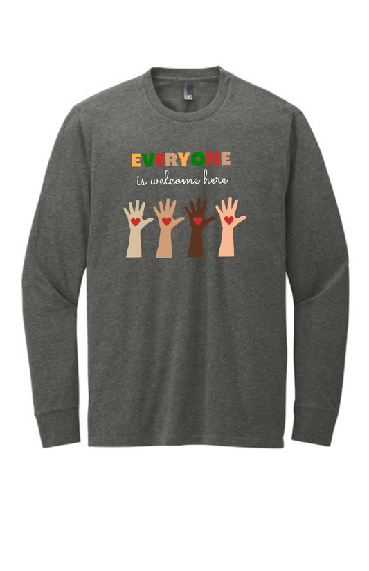 ADULT Long Sleeve Shirt (HEATHERED CHARCOAL) - Everyone Is Welcome Here
