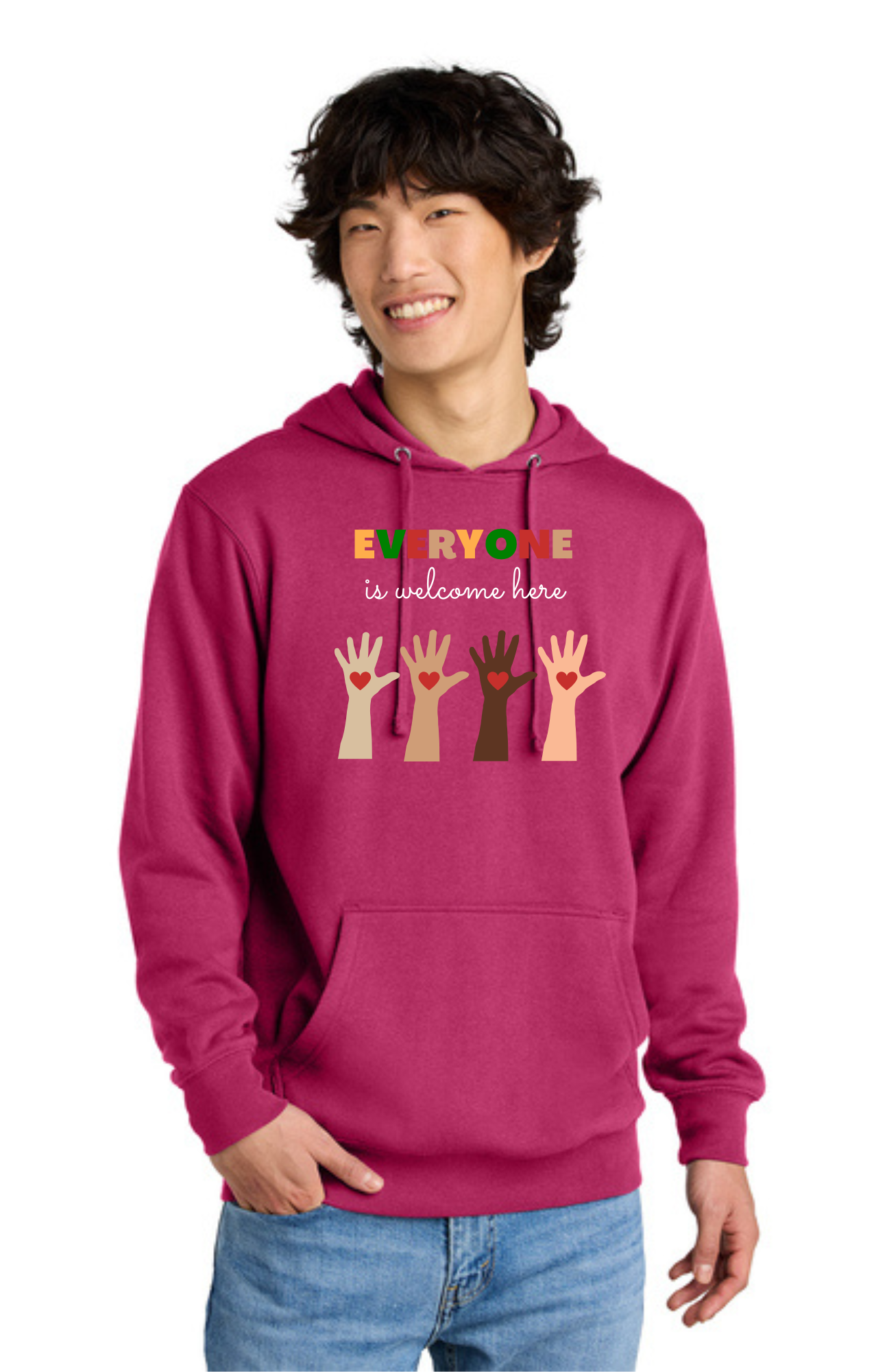 ADULT Hoodie (DARK FUCHSIA) - Everyone is Welcome Here