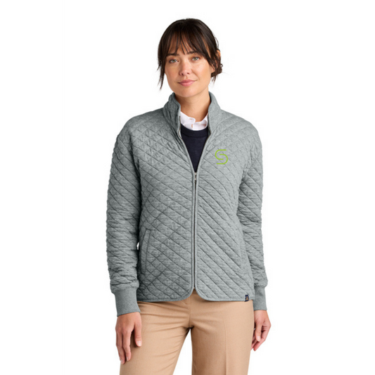 WOMEN'S Full Zip - Brooks Brothers Diamond Quilt (LIGHT SHADOW GREY) w/ Embroidery