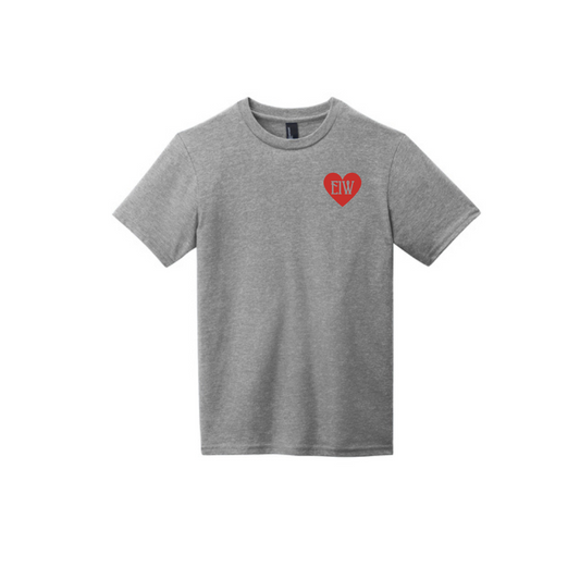 BACK 2 SCHOOL - YOUTH Short Sleeve (GREY FROST) - "E1W HEART" LOGO