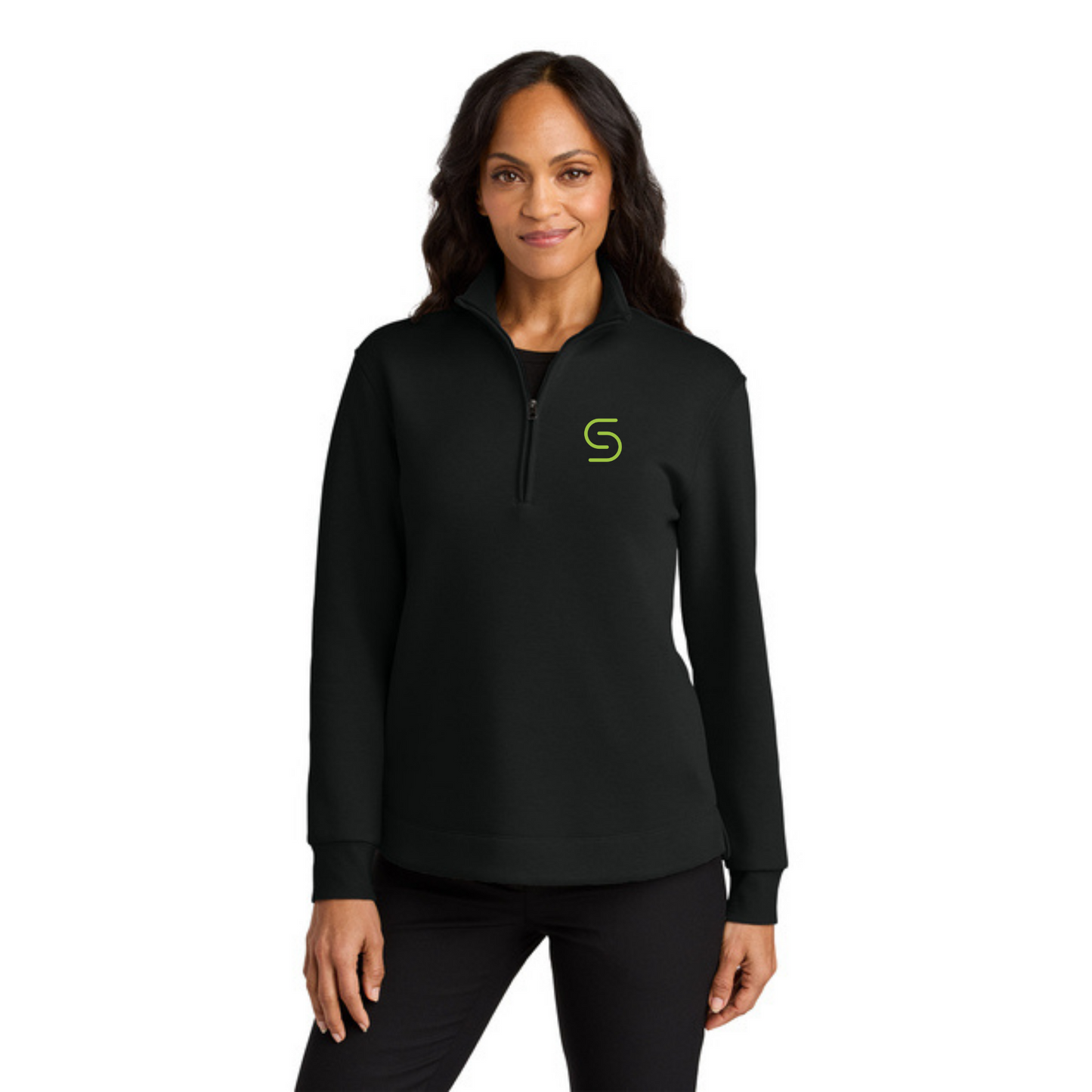 WOMEN'S - Port Authority Wearever 1/4 Zip w/ Embroidery (BLACK)