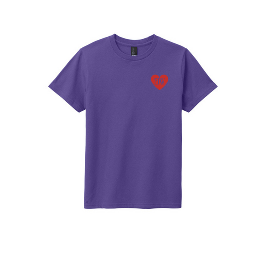 BACK 2 SCHOOL - YOUTH Short Sleeve (PURPLE) - "E1W HEART" LOGO