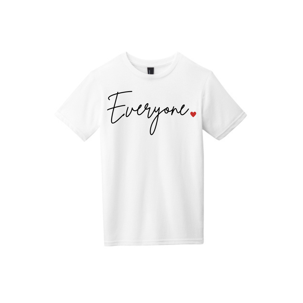 BACK 2 SCHOOL - YOUTH Short Sleeve (WHITE) - "EVERYONE <3" LOGO