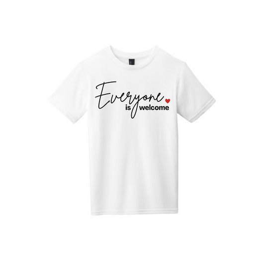 BACK 2 SCHOOL - YOUTH Short Sleeve (WHITE) - "SIMPLE - EVERYONE IS WELCOME" LOGO