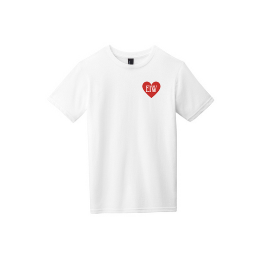 BACK 2 SCHOOL - YOUTH Short Sleeve (WHITE) - "E1W HEART" LOGO