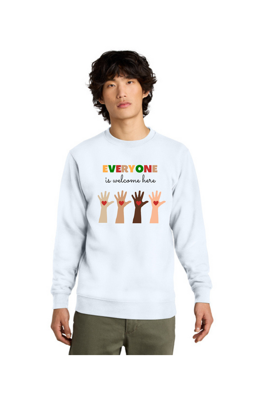 ADULT Crewneck Sweatshirt (WHITE) - Everyone is Welcome Here