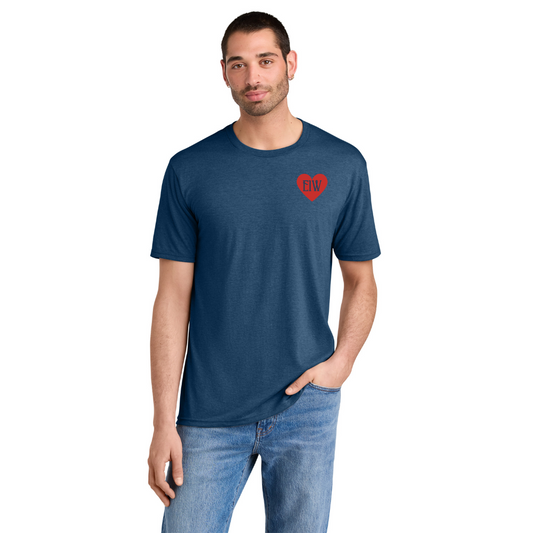 BACK 2 SCHOOL - ADULT Short Sleeve Shirt (HEATHERED NEPTUNE BLUE) - "E1W" LOGO