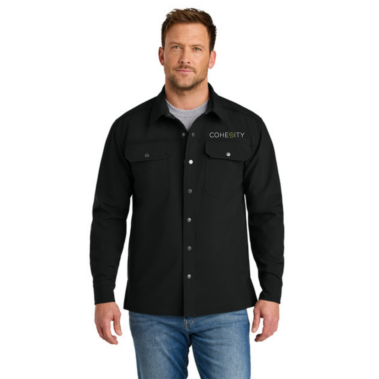 CornerStone Soft Shell Shirt Jacket (BLACK) w/ Embroidery