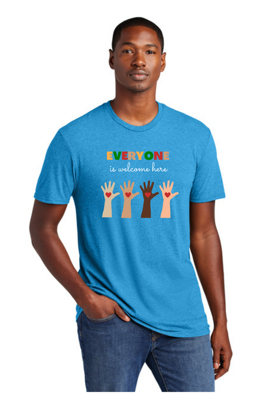 ADULT Short Sleeve Shirt (HEATHER BRIGHT TURQUOISE) - Everyone Is Welcome Here