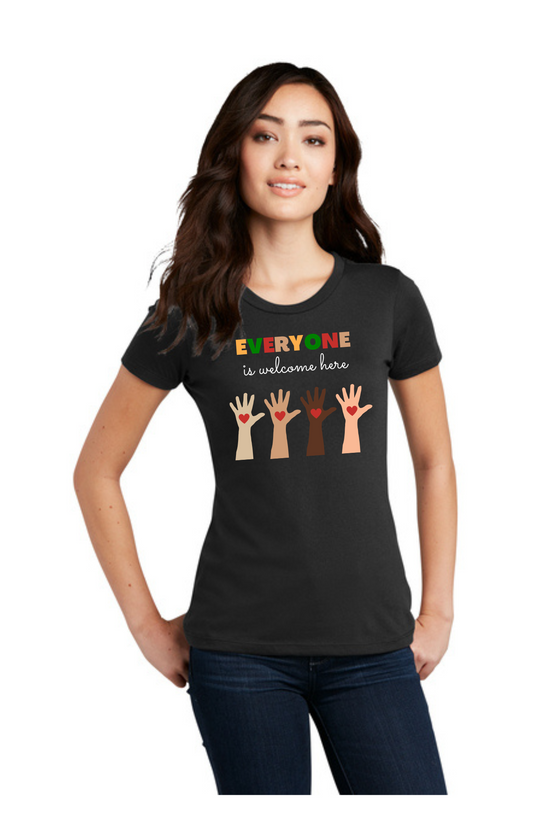 WOMEN'S Shirt (JET BLACK) - Everyone Is Welcome Here