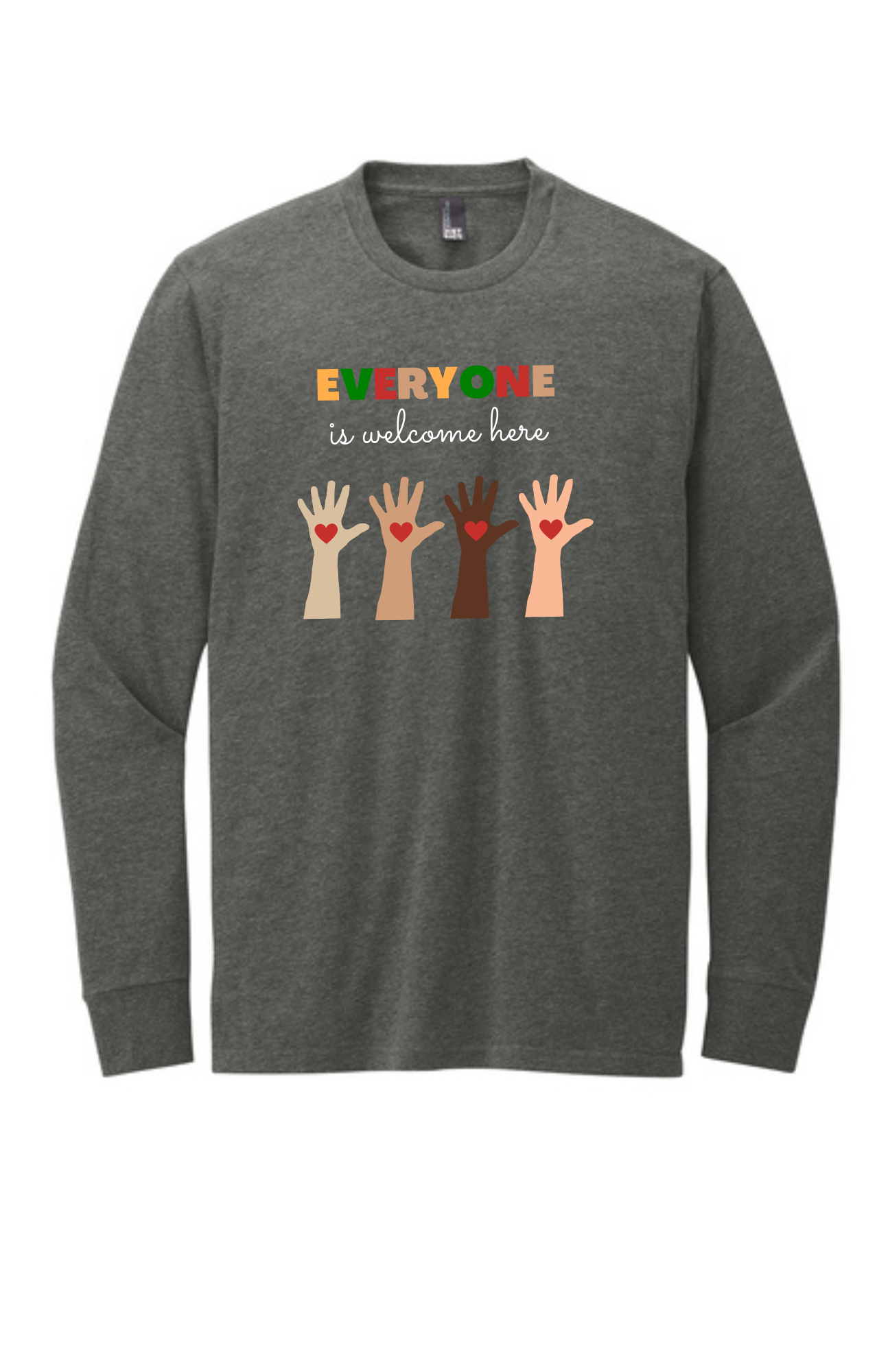 ADULT Long Sleeve Shirt (HEATHERED CHARCOAL) - Everyone Is Welcome Here