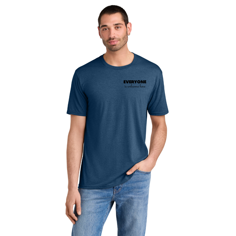 BACK 2 SCHOOL - ADULT - Short Sleeve Shirt (HEATHERED NEPTUNE BLUE) - "QUIETLY BOLD" LOGO