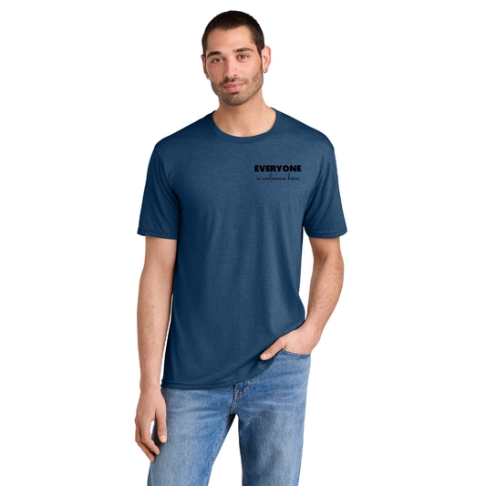 BACK 2 SCHOOL - ADULT - Short Sleeve Shirt (HEATHERED NEPTUNE BLUE) - "QUIETLY BOLD" LOGO