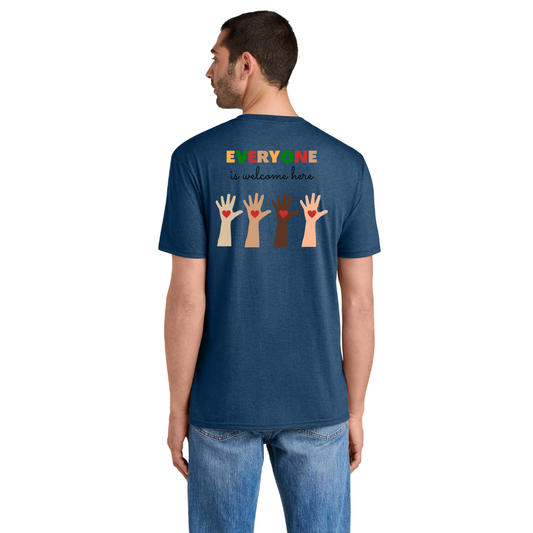 BACK 2 SCHOOL - ADULT - Short Sleeve Shirt (HEATHERED NEPTUNE BLUE) - "QUIETLY BOLD" LOGO