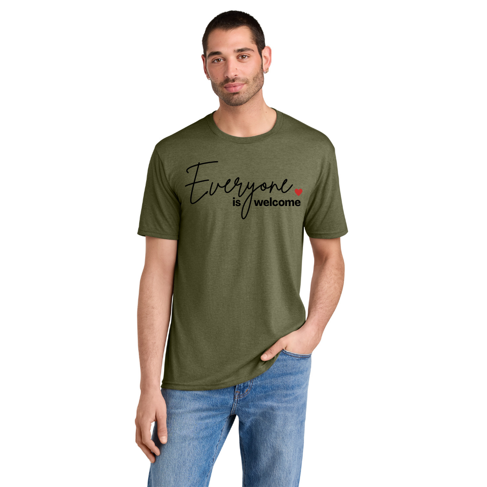BACK 2 SCHOOL - ADULT Short Sleeve Shirt (MILITARY GREEN FROST) - "SIMPLE - EVERYONE IS WELCOME" LOGO