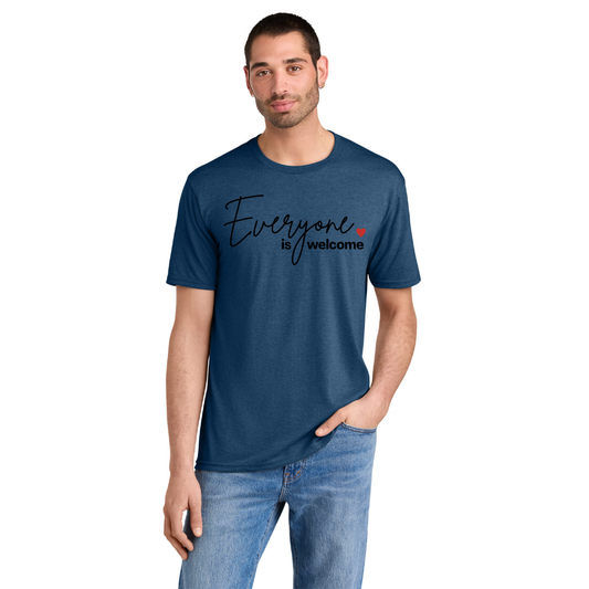 BACK 2 SCHOOL - ADULT Short Sleeve Shirt (HEATHERED NEPTUNE BLUE) - "SIMPLE - EVERYONE IS WELCOME" LOGO