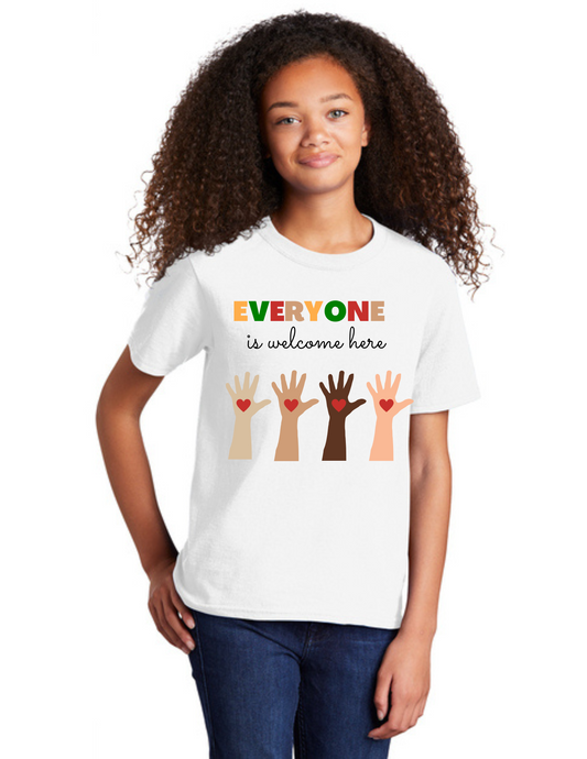 YOUTH Short Sleeve Shirt (WHITE) - Everyone is Welcome Here