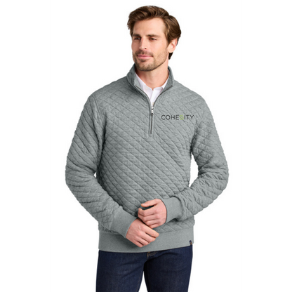 1/4 Zip - Brooks Brothers Diamond Quilt (LIGHT SHADOW GREY) w/ Embroidery
