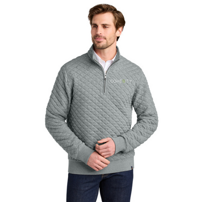 1/4 Zip - Brooks Brothers Diamond Quilt (LIGHT SHADOW GREY) w/ Embroidery
