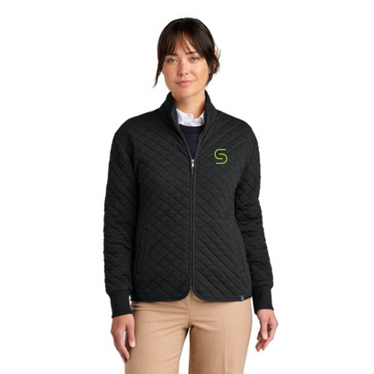 WOMEN'S Full Zip - Brooks Brothers Diamond Quilt (DEEP BLACK) w/ Embroidery