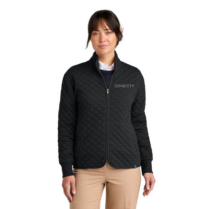 WOMEN'S Full Zip - Brooks Brothers Diamond Quilt (DEEP BLACK) w/ Embroidery