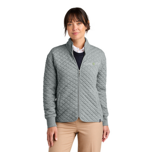 WOMEN'S Full Zip - Brooks Brothers Diamond Quilt (LIGHT SHADOW GREY) w/ Embroidery