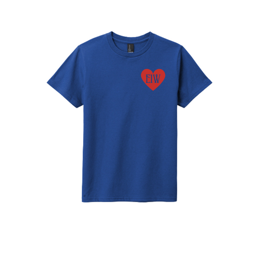 BACK 2 SCHOOL - YOUTH Short Sleeve (DEEP ROYAL) - "E1W HEART" LOGO