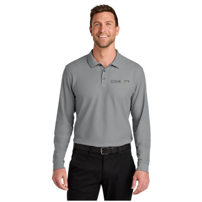 COHESITY - Port Authority® Pique Long Sleeve Polo - GUSTY GREY