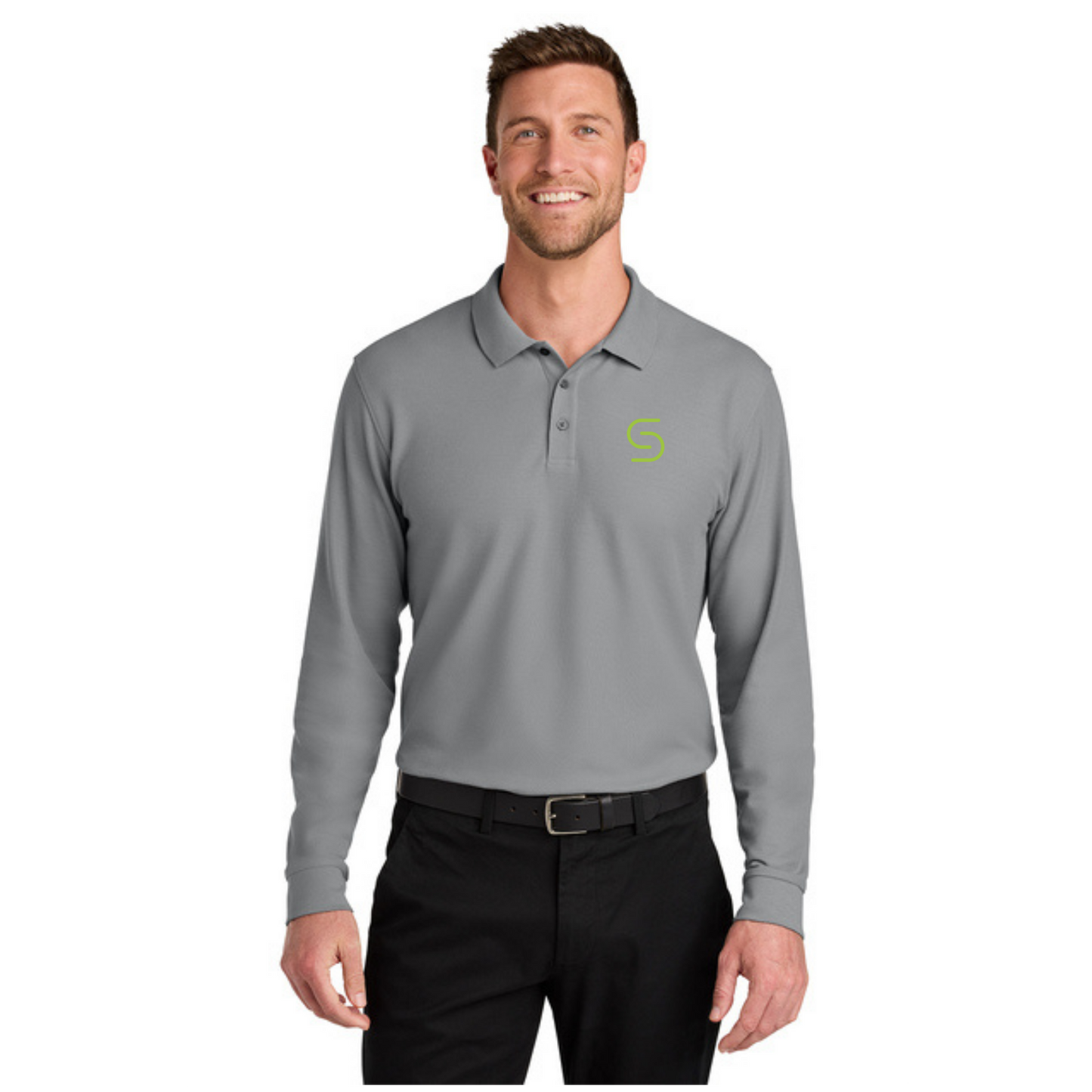 COHESITY - Port Authority® Pique Long Sleeve Polo - GUSTY GREY