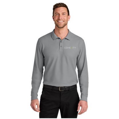 COHESITY - Port Authority® Pique Long Sleeve Polo - GUSTY GREY