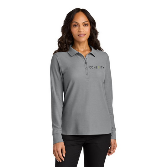 WOMEN'S - FALL Port Authority Long Sleeve Polo (GUSTY GREY)