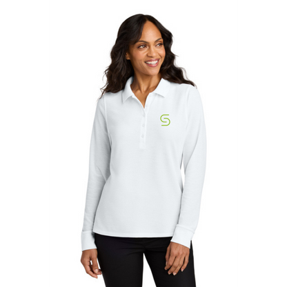 WOMEN'S - FALL Port Authority Long Sleeve Polo (WHITE)