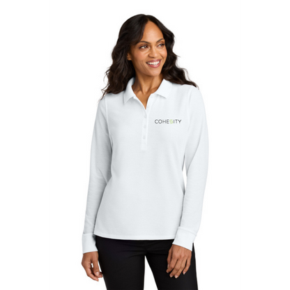 WOMEN'S - FALL Port Authority Long Sleeve Polo (WHITE)