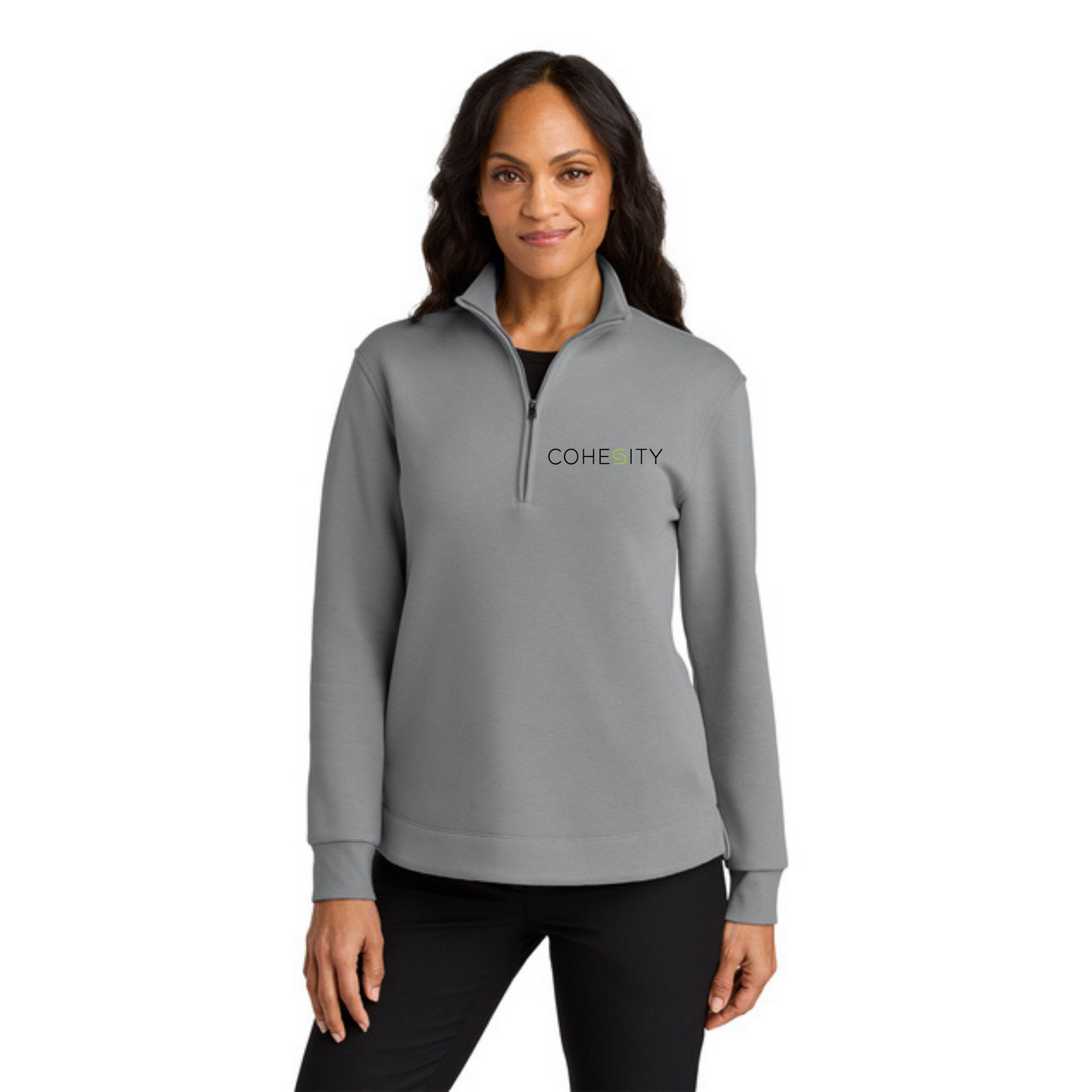 WOMEN'S - Port Authority Wearever 1/4 Zip w/ Embroidery (GUSTY GREY)