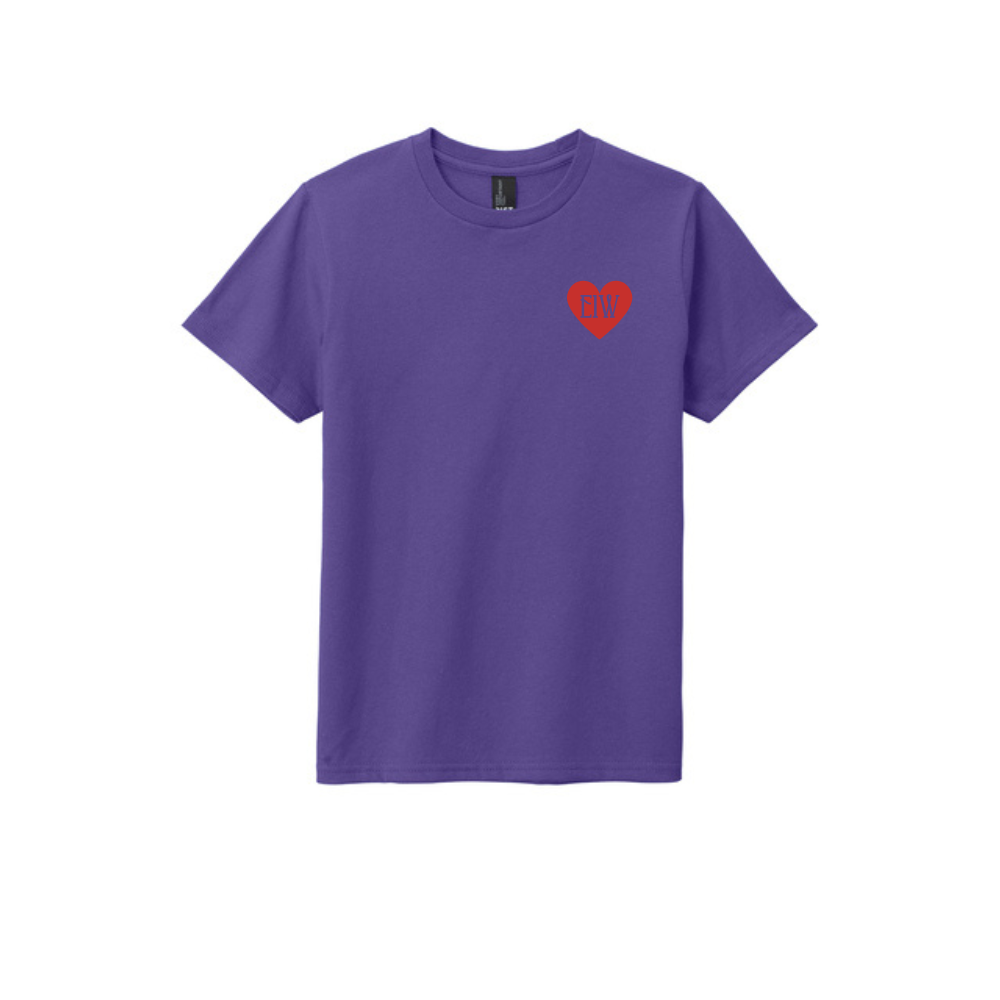 BACK 2 SCHOOL - YOUTH Short Sleeve (PURPLE) - "E1W HEART" LOGO