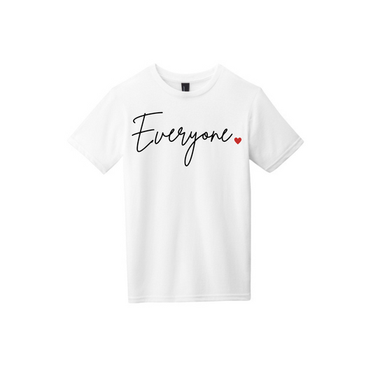 BACK 2 SCHOOL - YOUTH Short Sleeve (WHITE) - "EVERYONE <3" LOGO